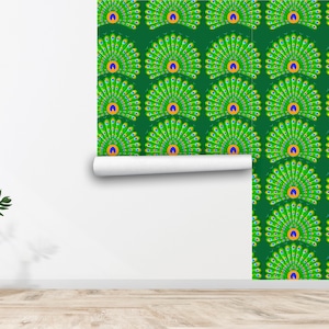 Peacock Wallpaper Peacock Feather Wall Art Wall Decor Peacock wall Art Printed Peacock Wall decals Self Adhesive Wallpaper 770EZ