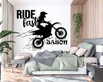 Motocross Wall Decal Motocross wall Sticker Motocross Wall Art Dirt Bike Rider Motorcycle Wall Sticker Motorcycle Wall Decor 1193EZ