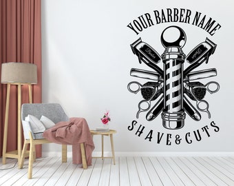 Stalen embleem – aangepaste muursticker kappersgereedschap | Peel & Stick 1204EZ