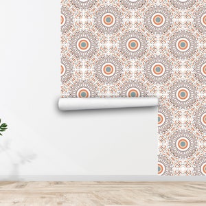 Boho Tiles Ethno Wallpaper Fabric Vintage Wallpaper Pattern abstract pattern Traditional or Removable Fabric Wallpaper 1072EZ