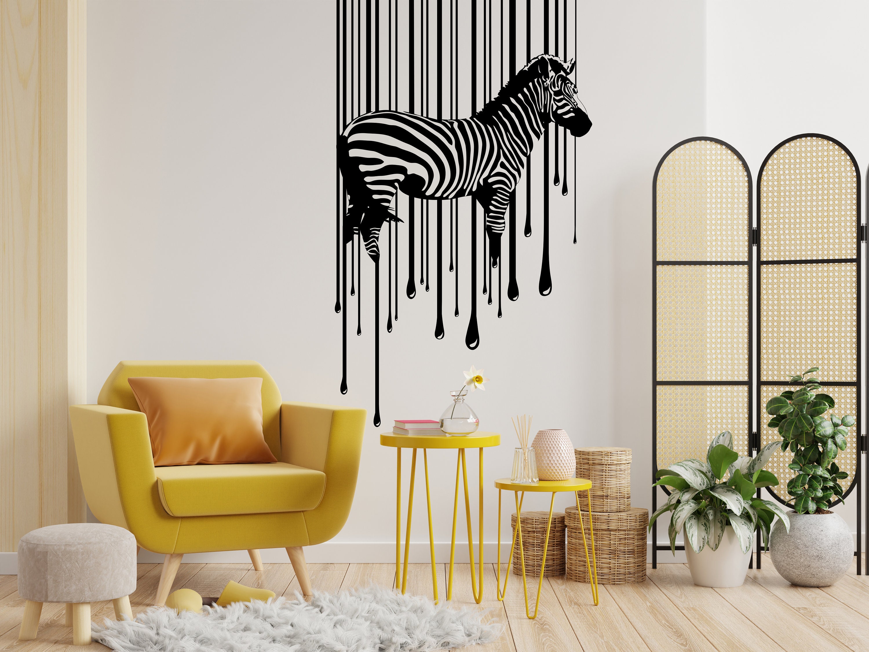 Zebra Wall Art Decal Zebra Wall Art Drippy Zebra Wall Decor Animals ...