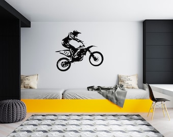 Motocross Wall Decal Dirt Bike Rider Wall Sticker Motorcycle Wall Decor SG 1998