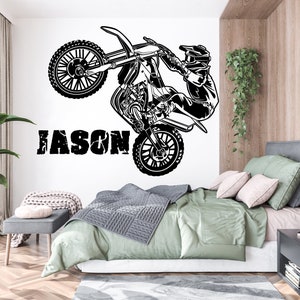 Motocross Wall Decal Dirt Bike Rider Wall Sticker Motorcycle Wall Decor 638EZ