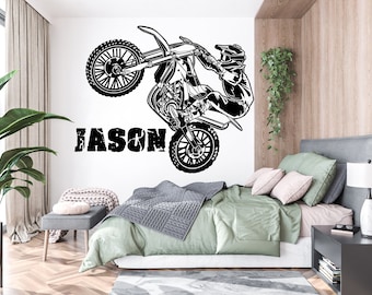 Motocross Wall Decal Dirt Bike Rider Wall Sticker Moto Wall Decor 638EZ