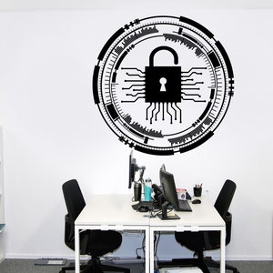 Circuit Board Binary Code Wall Decal, Technology Vinyl Wall Art Decals, Computer Circuit Decor, Software Science Wall Sticker Office 1490EZ