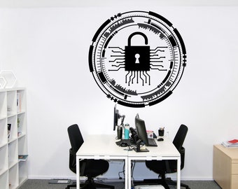 Naklejka ścienna z kodem binarnym na płytce drukowanej, naklejki ścienne z winylu technologicznego, dekoracje z obwodów komputerowych, naklejka ścienna z nauką oprogramowania Office 1490EZ