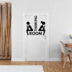 Thinking Room Bedroom Sign Decal, Bathroom Door Decal, Bathroom Door Sign, Bathroom Wall Decal, Vinyl Bathroom Door Sticker, Signs 1804EZ