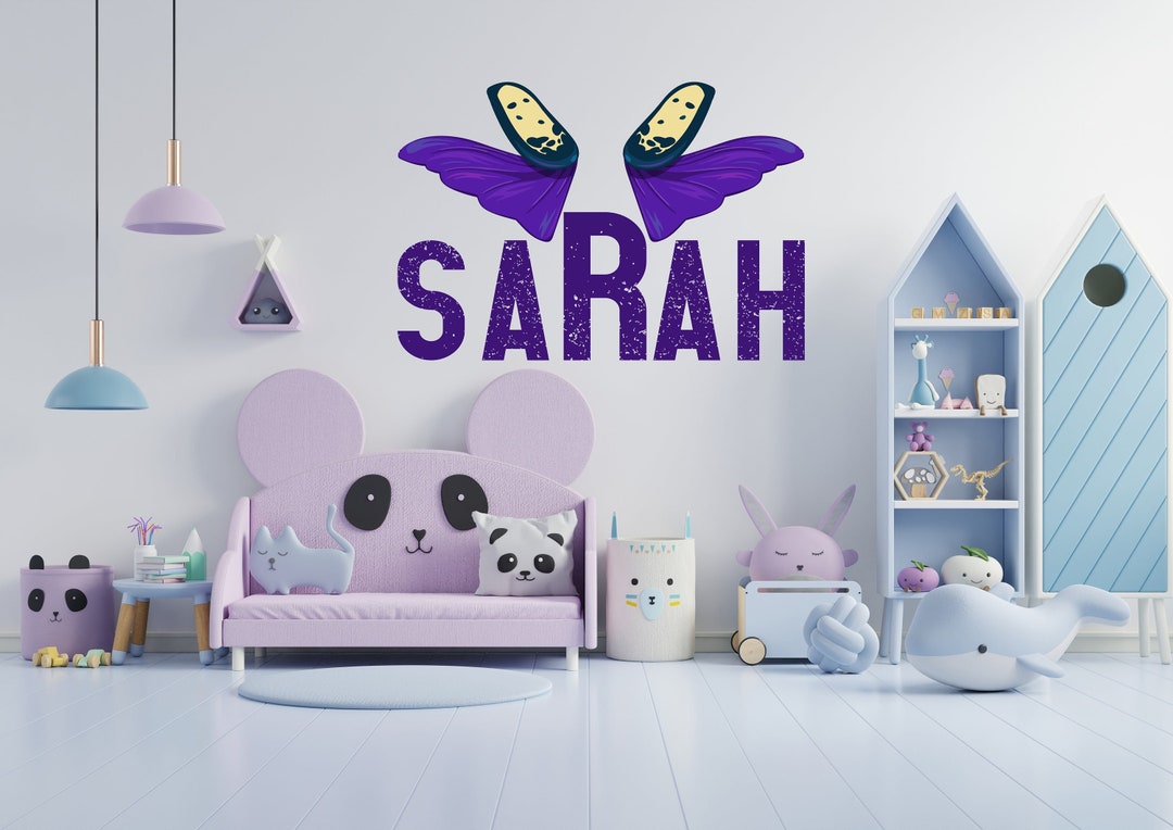Butterfly Little Girl Custom Name Butterfly Wall Decal Wings Name Girl ...