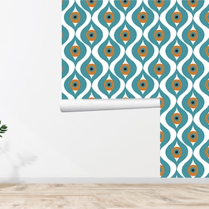 60s 70s Retro Wallpaper Floral Wallpaper Vintage Wallpaper Seamless Wall Decor Vintage Printed Removable Self Adhesive Wallpaper 623EZ
