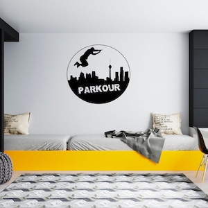 Parkour Wall Decal Silhouet Vrij lopende muur sticker SG1537