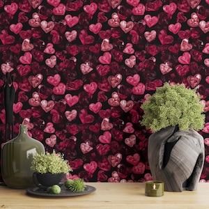 Valentine Red Heart Wallpaper Valentine art Fabric Bedroom Wallpaper Seamless Couple Room Wall Decor Fabric Self Adhesive Wallpaper 1954EZ