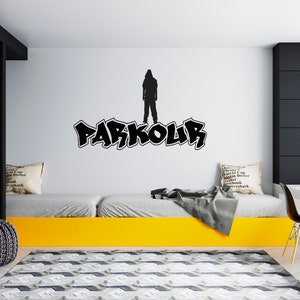 Parkour Wall Decal Silhouette Free Running Wall Sticker SG1545