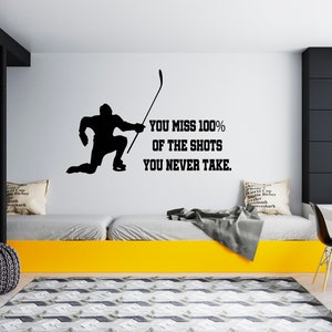Ice Hockey Wall Decal  Hockey Player Wall Decal  Hockey Stick  Sports Hockey Quote Wall Decal SG189
