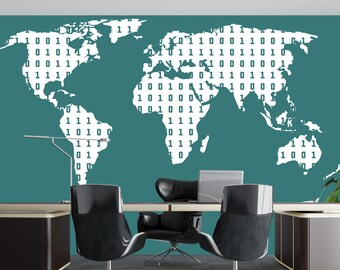 Binary World – Code Map Wall Decal | Peel & Stick 1175EZ
