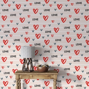 Heart Love Wallpaper Valentine art Fabric Bedroom Wallpaper Seamless Couple Room Wall Decor Fabric Removable Self Adhesive Wallpaper 1140EZ