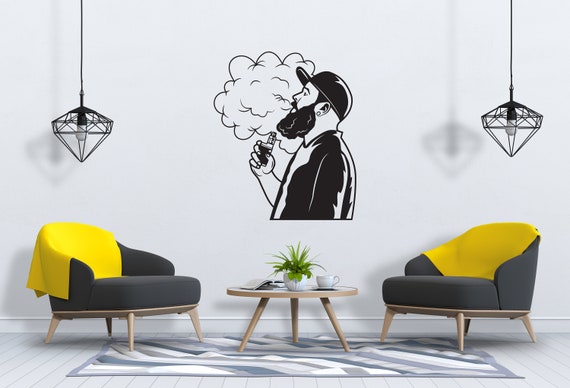 Vaping Man Silhouette Wall Decal | Vape Culture Vinyl Graphic | Smoke Shop Decor | SG1407 Vaping Man Silhouette Wall Decal | Vape Culture Vinyl Graphic | Smoke Shop Decor | SG1407