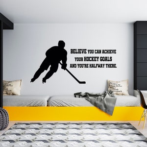 Ice Hockey Wall Decal  Hockey Player Wall Decal  Hockey Stick  Sports Hockey Quote Wall Decal SG195