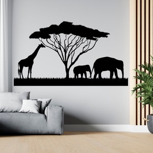 African Savanna Wall Decal Safari Animals Wall Decor Africa Wall Art SG 1203