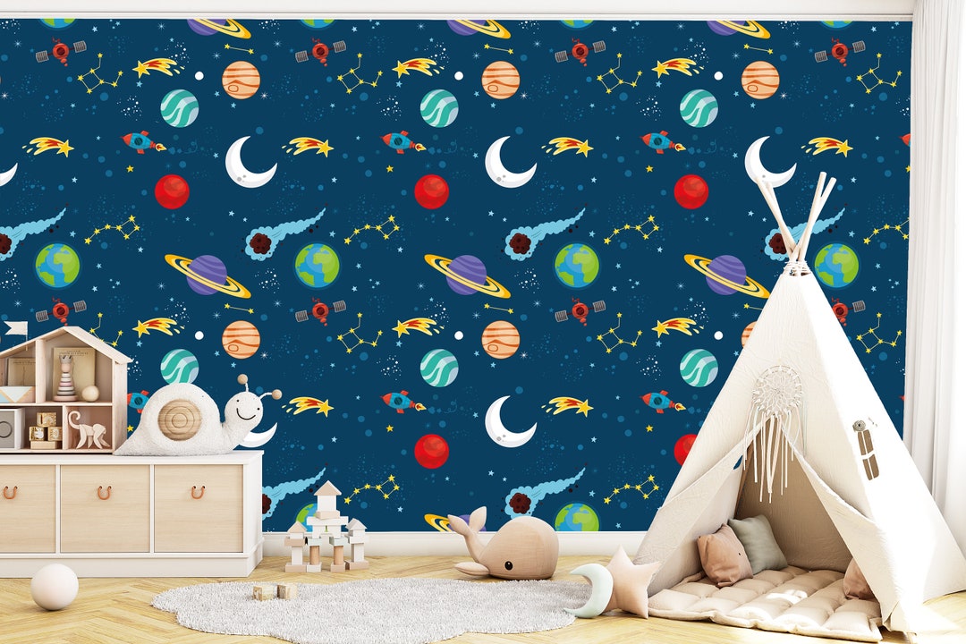 Solar System Wallpaper Wall Art Wall Decor Stars Wall Art