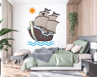 Pirate Ship wall Decal, Ship Wall Decal, Ship Wall Art, Pirate ship Wall Decor Ship Wall Sticker Pirate Wall Decor Bedroom Home Art 1860EZ