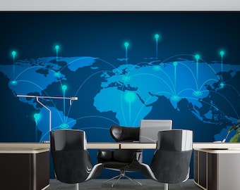Global Networking Circuit Board Wall Decal, Technology Vinyl Wall Art Decals, Computer Circuit Decor, Software Science Wall Sticker 1494EZ
