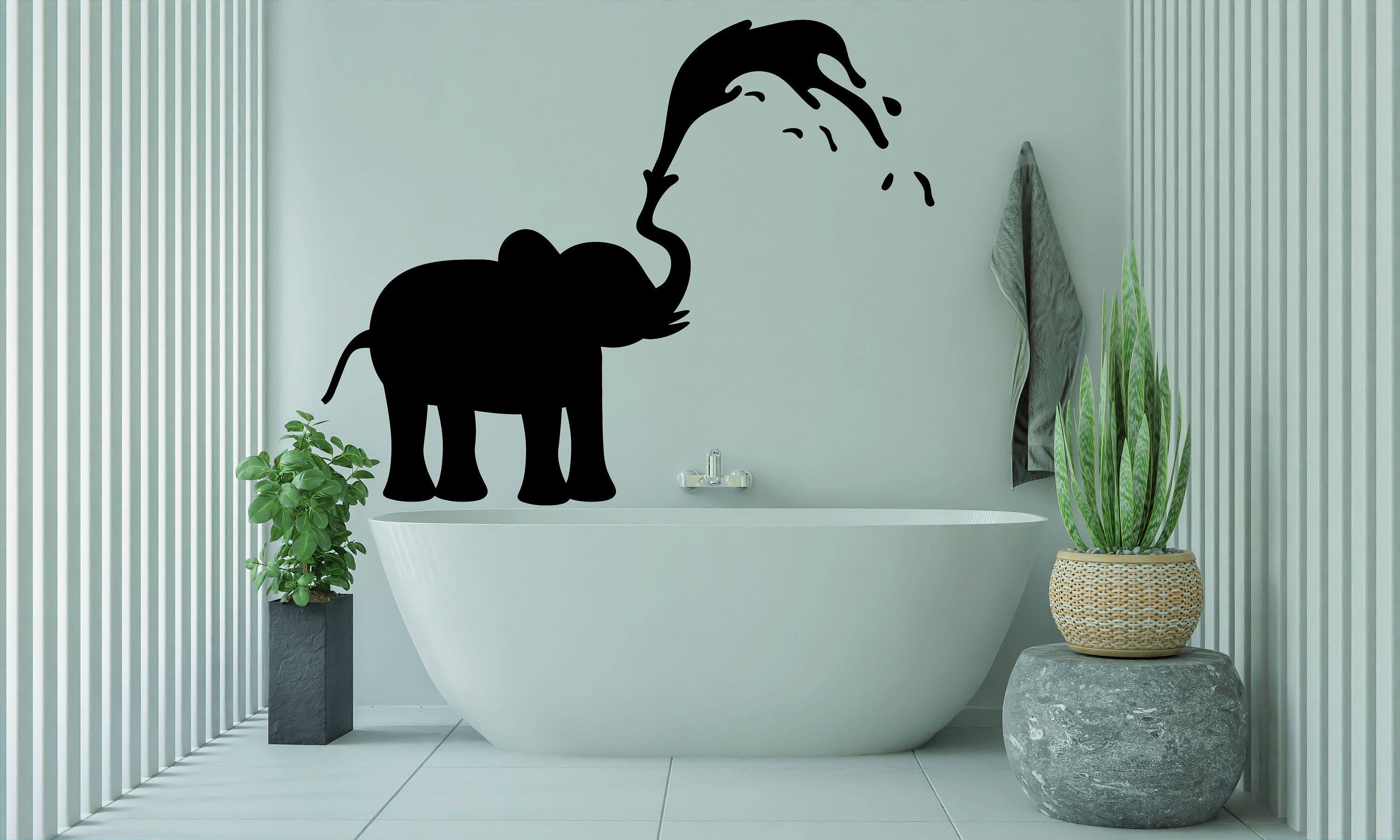 Elephant Wall Decal Bathroom Bathtub Wall Decor Boy's Etsy