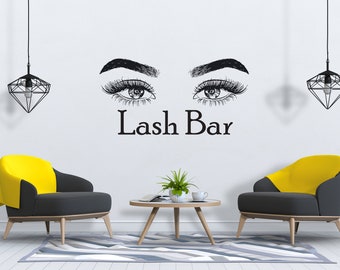 Eyelashes and Eyebrows Wall Decal Lashes and Brows Window Sticker Lashes Extensions Wall Decal Eyes Beauty Salon Wall Art SG 857