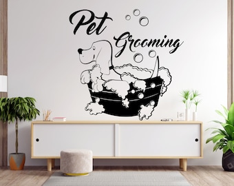 Pet Groomer Dog Wall Decor, Dog Wall Decals, Dog Wall Art, Dog Lover Stickers Bedroom Wall Vinyl Nursery Wall Decals Art 1481EZ