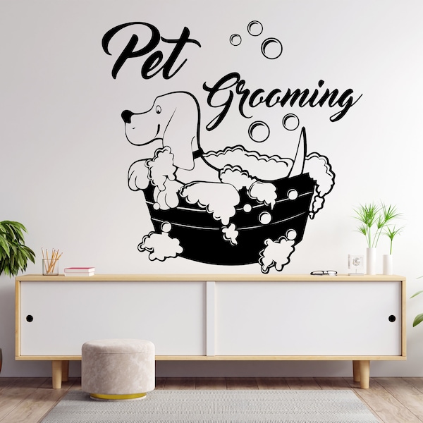 Pet Groomer Dog Wall Decor, Dog Wall Decals, Dog Wall Art, Dog Lover Stickers Bedroom Wall Vinyl Nursery Wall Decals Art 1481EZ