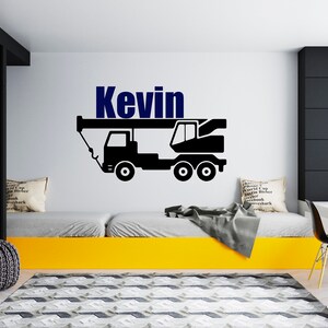 Personalized Name Construction Bulldozer Wall Decal  Heavy Construction Wall Sticker  Tractor Wall Decor  Decals for Boys   SG367