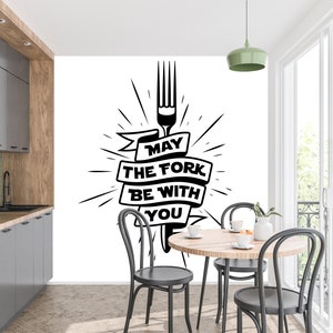 Kitchen Wall Decal Fork Dining Room Wall Art Sticker, Kitchen Wall Sticker, Kitchen Wall decor, Kitchen Wall word sticker 1773EZ