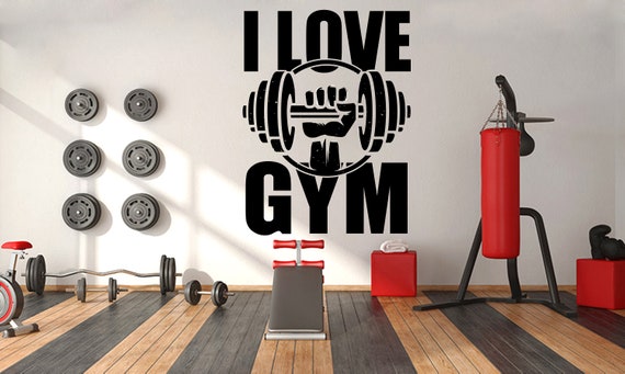 I Love Gym Stickers Decals Fitness Wall Art Gym Wall Decor - Etsy