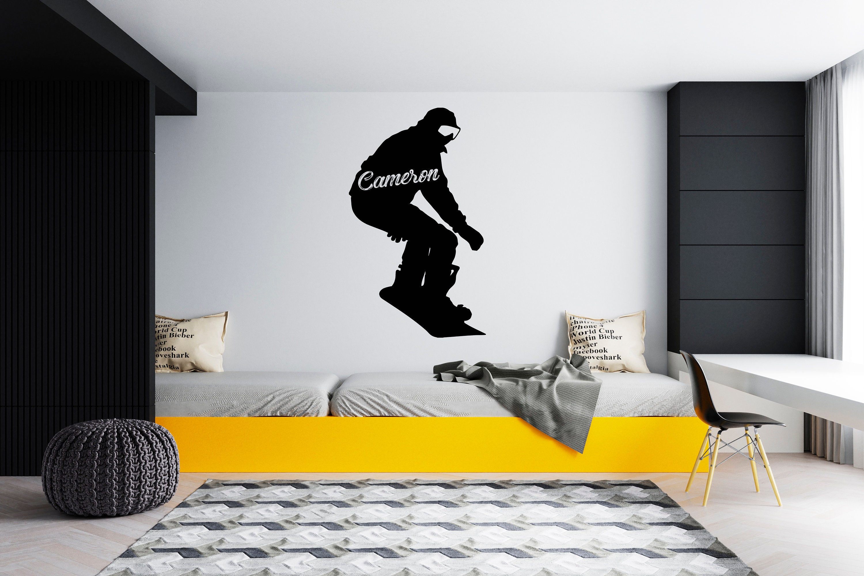 Ski Wall Decal Winter Sports Wall Decor Skiing Wall Art Skier Etsy UK