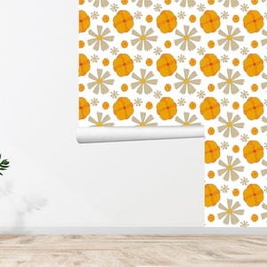 60s 70s Retro Wallpaper Floral Wallpaper Vintage Wallpaper Seamless Wall Decor Vintage Printed Removable Self Adhesive Wallpaper 631EZ