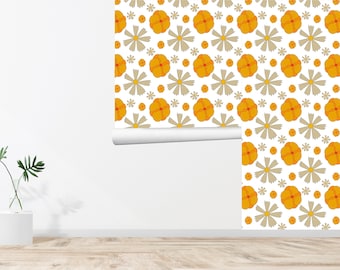 60s 70s Retro Wallpaper Papel pintado floral Papel tapiz vintage Decoración de pared sin costura Vintage Impreso Extraíble Papel tapiz autoadhesivo 631EZ