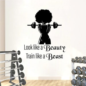 Fitness Wandtattoo Afro Girl Workout Wandtattoo Gym-Wand-Dekor Motivationszitat Wandtattoo 015p