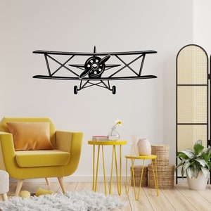 Airplane Wall Art Decal Vinyl Sticker Decals Biplane Decor Plane Air ...