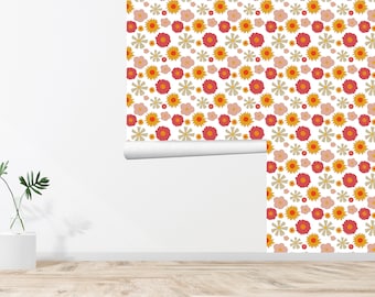 60s 70s Retro Wallpaper Floral Wallpaper Vintage Wallpaper Seamless Wall Decor Vintage Printed Removable Self Adhesive Wallpaper 626EZ