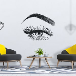 Eyelashes and Eyebrows Wall Decal Lashes and Brows Window Sticker Lashes Extensions Wall Decal Eyes Beauty Salon Wall Art SG 792