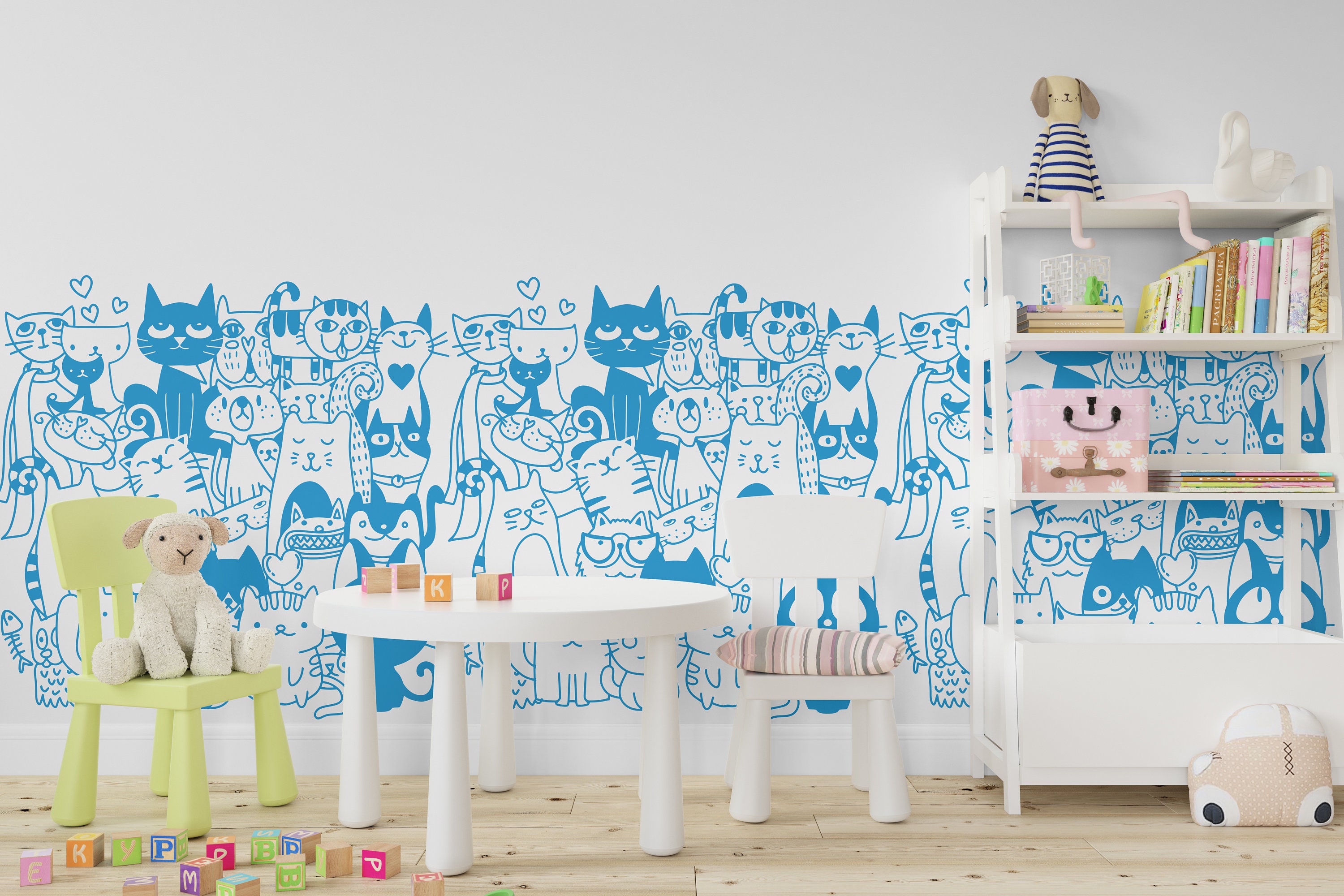 Cat Wall Decal, Cat Wall Art, Cat Wall Decor Cat Wall Sticker Pet Home Wall Decor, Grooming Salon Wall Decor, Cat Lovers Animal Mural 729SE