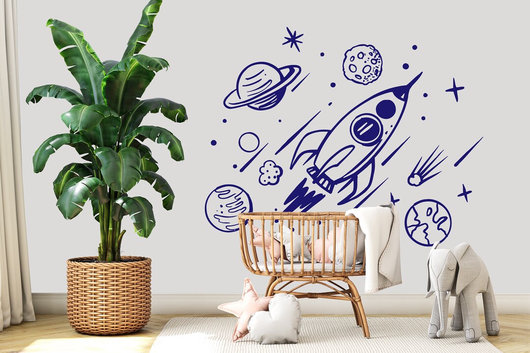 Rocket Ship Decal, Wall Decals, Kids Wall Decal, Space Wall