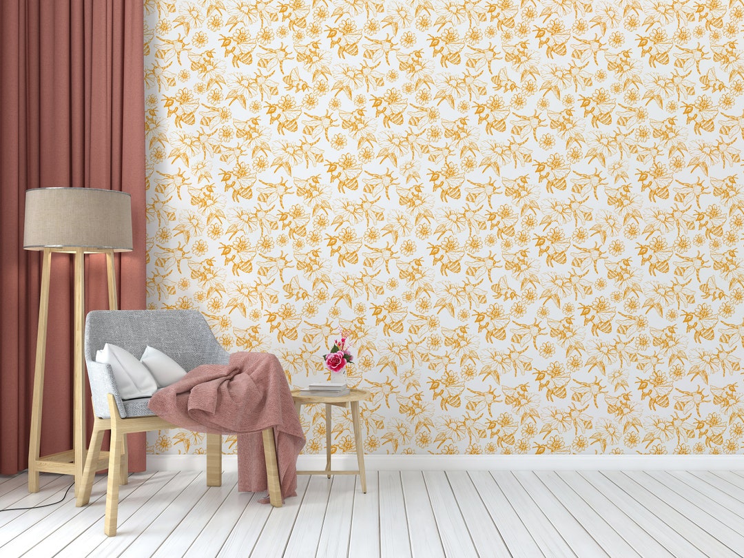Honey Bee Wallpaper Bee Peel and Stick Honey Flower Wallpaper Seamless