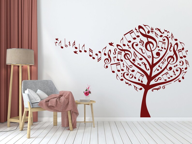 Tree Note Wall Music Note Tree Wall Decal, Music Lovers Gift, Music Room Decoration ...