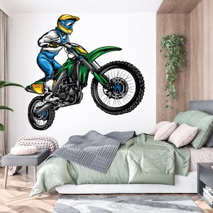 Motocross Wall Decal Dirt Bike Rider Wall Sticker Motorcycle Wall Decor Wall Stickers Nursery Bedroom Decor 641EZ