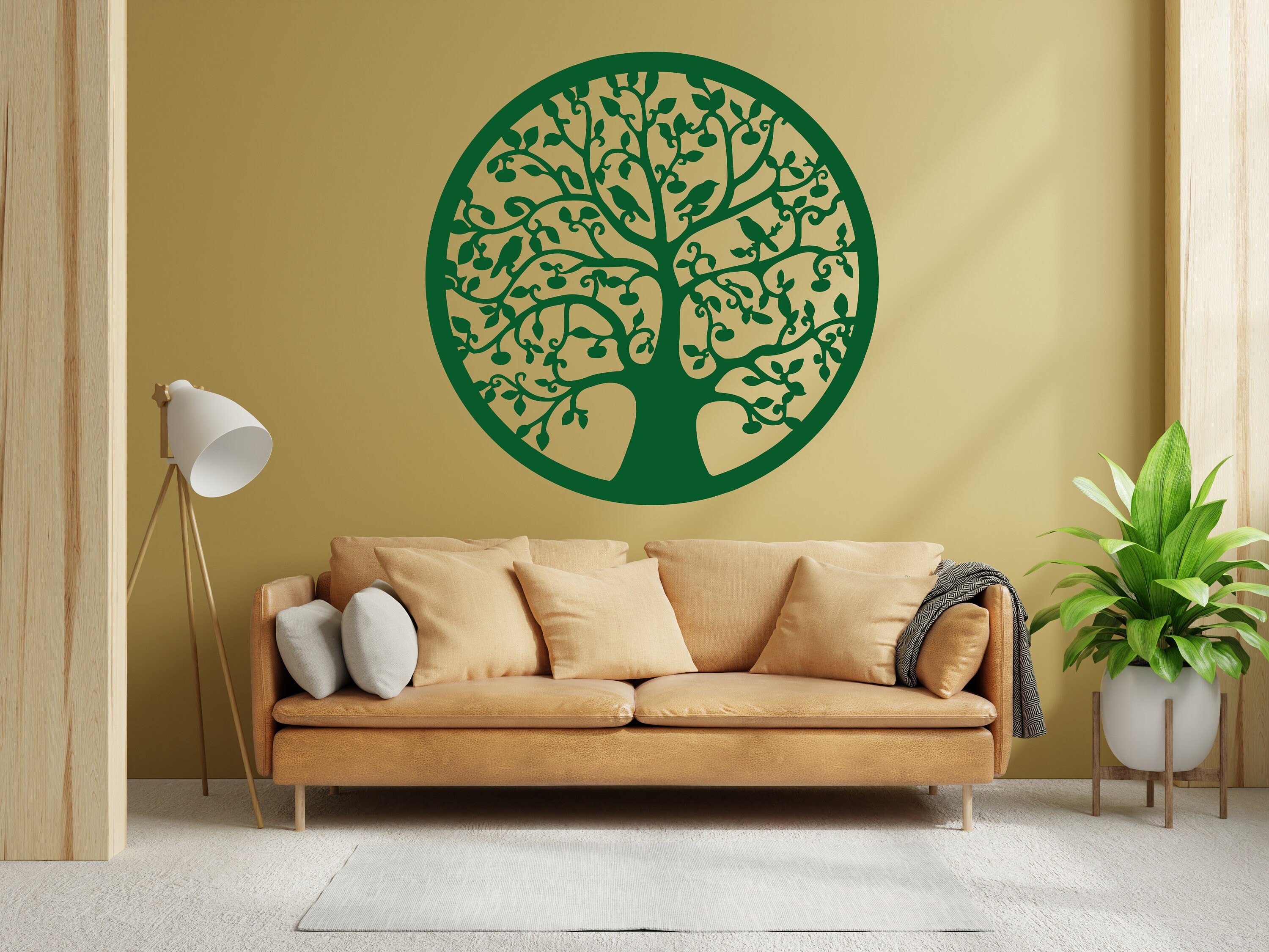 Large Round Tree of Life With Birds Wall Art Tree Wall Decal Etsy