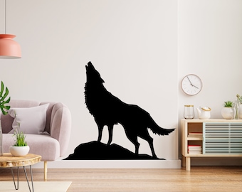 Wolf ist heulender Wolf, Wandbild Wolf, Wanddekor Wolf, Wanddekor Wolf, Wandaufkleber Wolf Deko 1772EZ