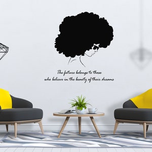 Beautiful African Woman Wall Decal African Girl Wall Sticker Quote Beauty Salon Wall Art SG 880