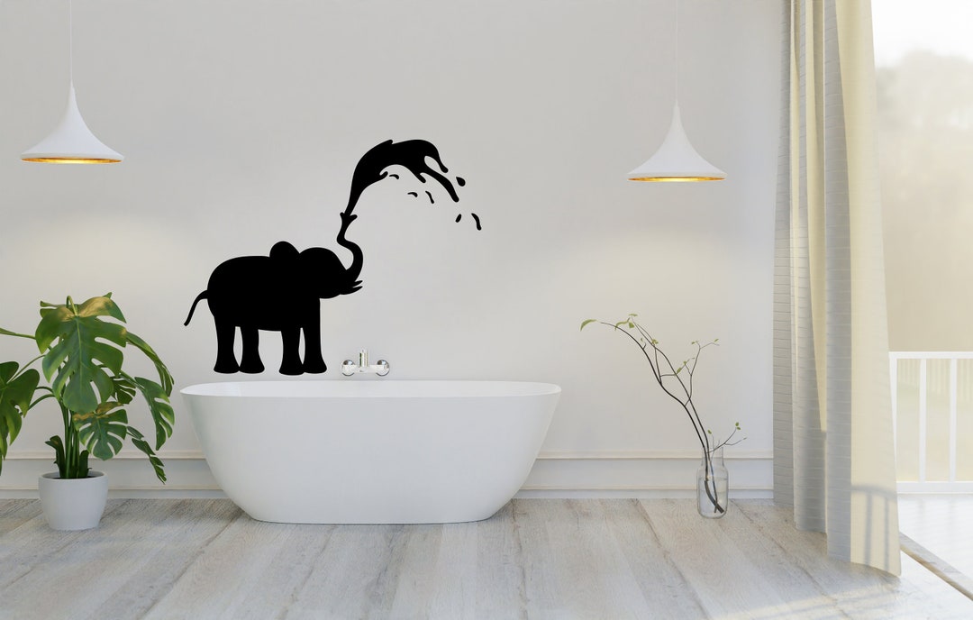 Elephant Wall Decal Bathroom Bathtub Wall Decor Boy's Etsy