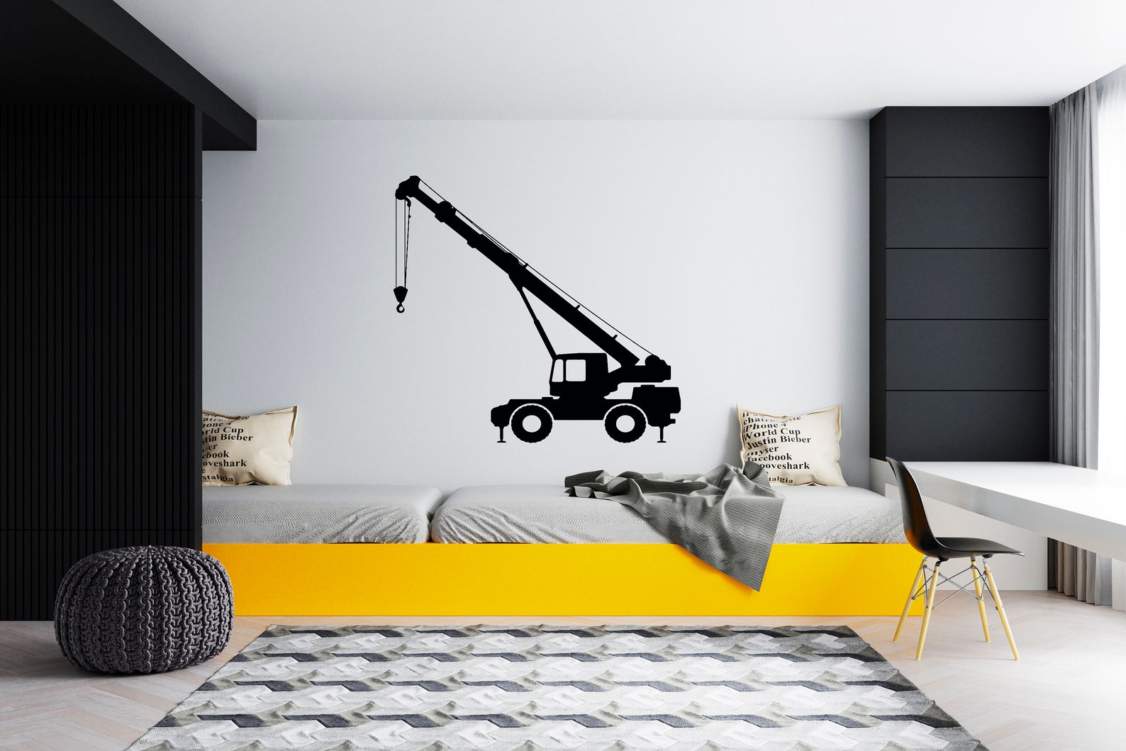 Construction Crane Wall Decal Heavy Construction Wall Sticker Etsy UK