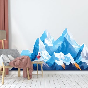 Nature Mountains Wall Decal  Mountain Snow  Wall Sticker Camping Outdoors AdventureTree Wall Decal  Pine Trees Wall Decor 1726EZ